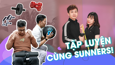 Khi Sunner thành "trainer" và hướng dẫn tập luyện các dụng cụ thể thao trong văn phòng