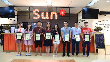 The triumphant Octet of Be Optimistic award among thousands of candidates